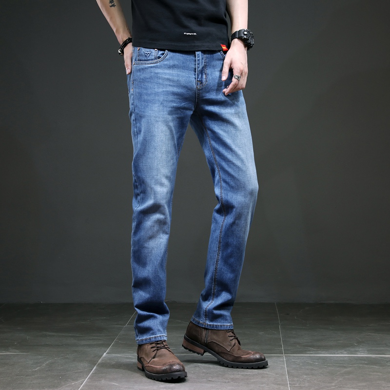 

Men's new business jeans Straight high elasticity Casual fashion Classic slim pants 2020 spring and autumn new blue trousers
