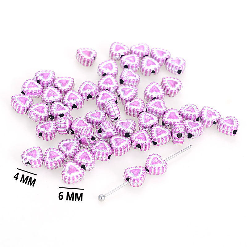 

Miasol 200 Pcs/Lot 4X6MM Plating Acrylic Antique Design Stripe Heart Spacer Charm Beads For DIY Jewelry Making Accessories