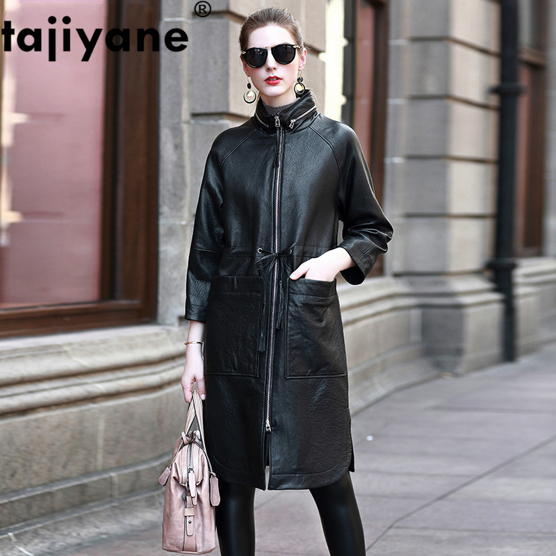 

Autumn Winter Coat Women Clothes 2020 Real Genuine Leather Jacket Korean Vintage Sheepskin Coat Windbreaker Tops ZT4039, Black