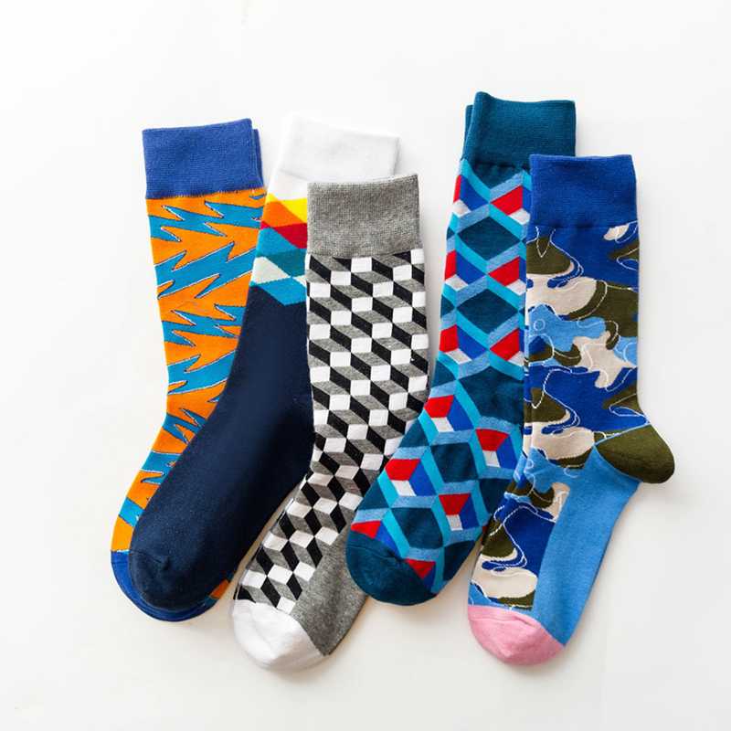 

European and American street skateboard hip-hop creative unisex socks sports tube socks couple diamond lattice cotton