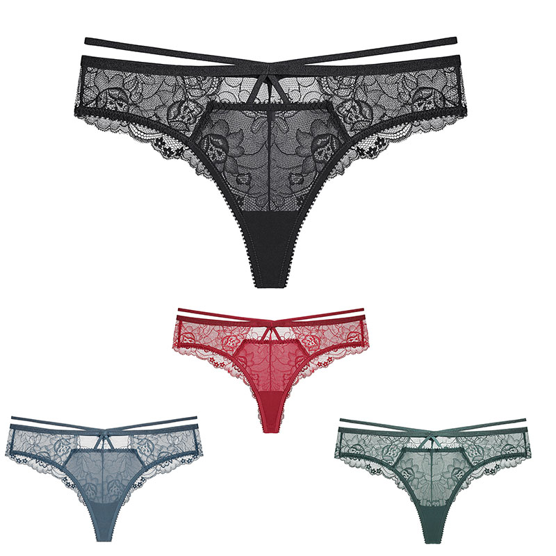 

French sexy lace panties thin Breathable underwear Romantic comfortable underpants Bandage Low waist briefs lady panty drop ship, Black;pink