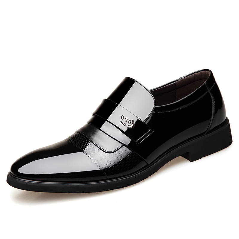 

2020 Men Patent Leather Formal Shoes New Classic Men Dress Shoes Sapato Social Increase 6cm Hombre Oxford, Black