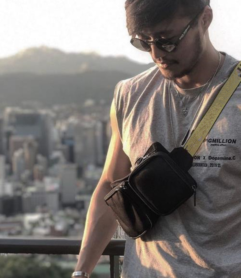

New Detachable Cross Body Hip Inclined shoulder bag Unisex Fanny Pack Waist Bag Men Canvas off Bags multi pocket shoulder bag, With yellow belt