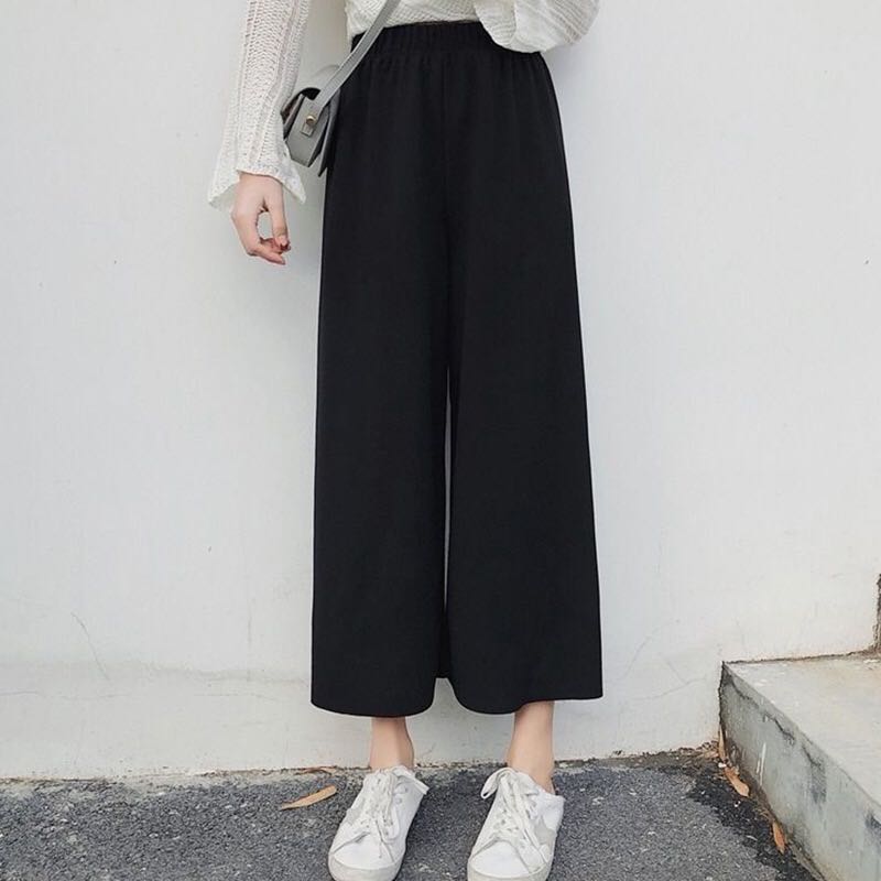 

B105-Summer trendy one button skinny pants wide leg pants, Black
