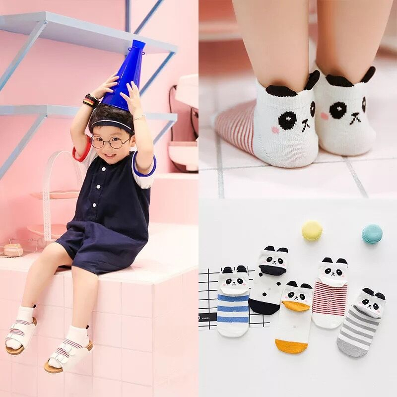1 Pair Baby Boy Girl Cartoon Cotton Socks Pig Duck Panda Newborn Kids Soft Shoes