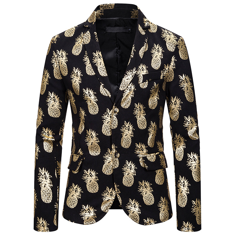 

Party Suit Jacket for Men Pineapple pattern Silver Gold Suits Stage Costumes Fashion Casual Blazer Dress Autumn New arrival, Sliver x1314-x134-p9