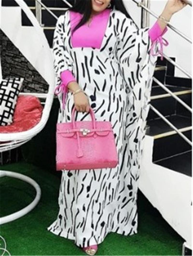 

Natural Waist V Neck Dresses Striped Casual Half Sleeve Loose Dress Fashion Female Apparel Womens Designer, White