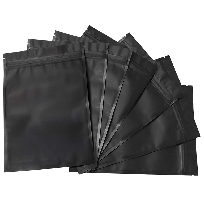 

100 Pack Smell Proof Stand-Up Bags - Resealable Mylar Bags Foil Pouch Double-Sided Zipper Closure Bag Matte Black