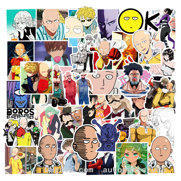 

50Pcs One Punch Man Anime Stickers Pack Non-random Graffiti Car Bike Luggage Sticker Laptop Skateboard Motor Water Bottle Decal, Multi-color