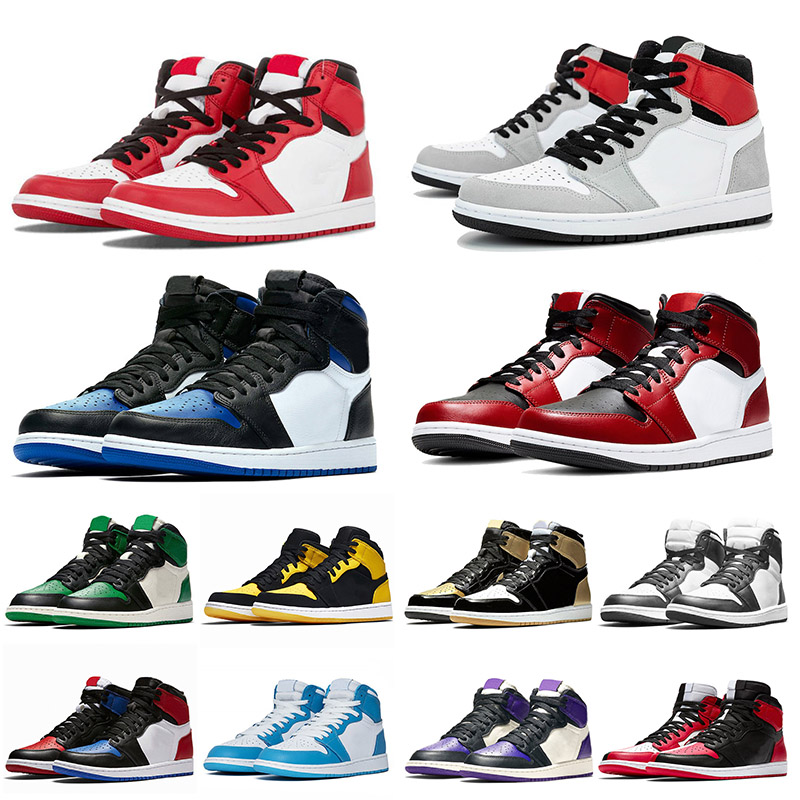 

Wholesale Chicago 1 basketball shoes 1s Smoke Grey OG Royal Toe Mid Black Toe Jumpman 1 mens trainers designer sneakers sports shoes