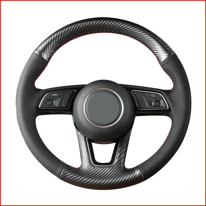 Custom Made Anti Slip DIY Carbon Fiber Steering Wheel Cover for Audi A1 Sportback A3 8V A4 B9-image-555567826