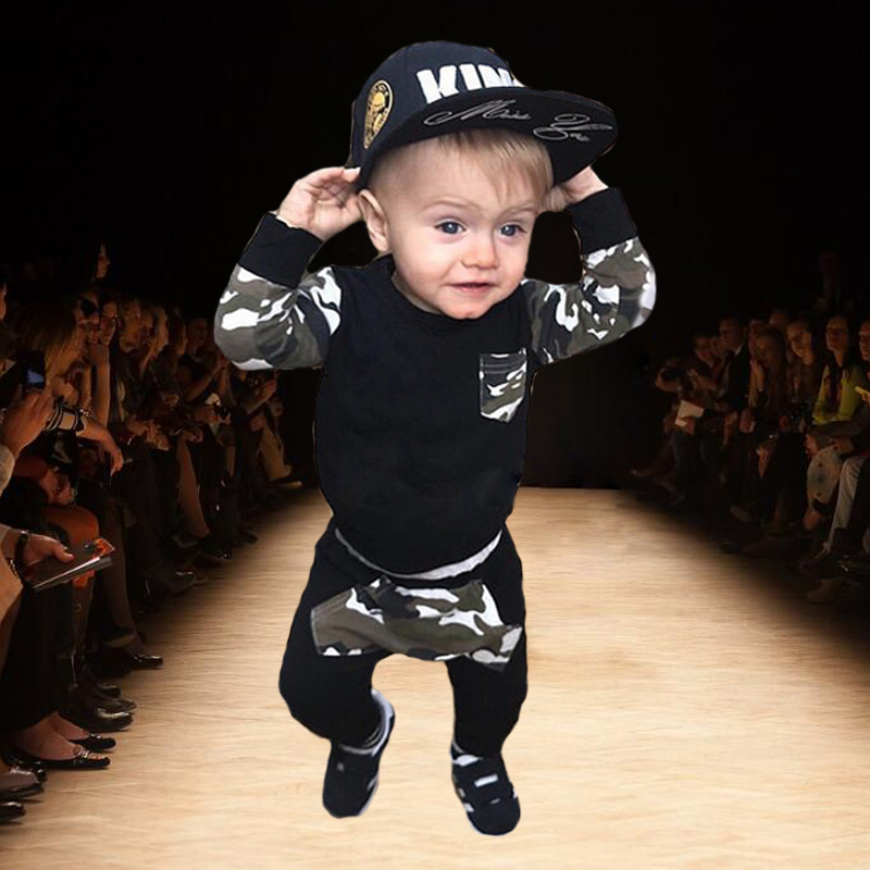 

kids' wear baby boy clothes baby camouflage Long sleeve coat T-shirt jacket + pants sports suit 1-5 y children quality clothing, Photo color