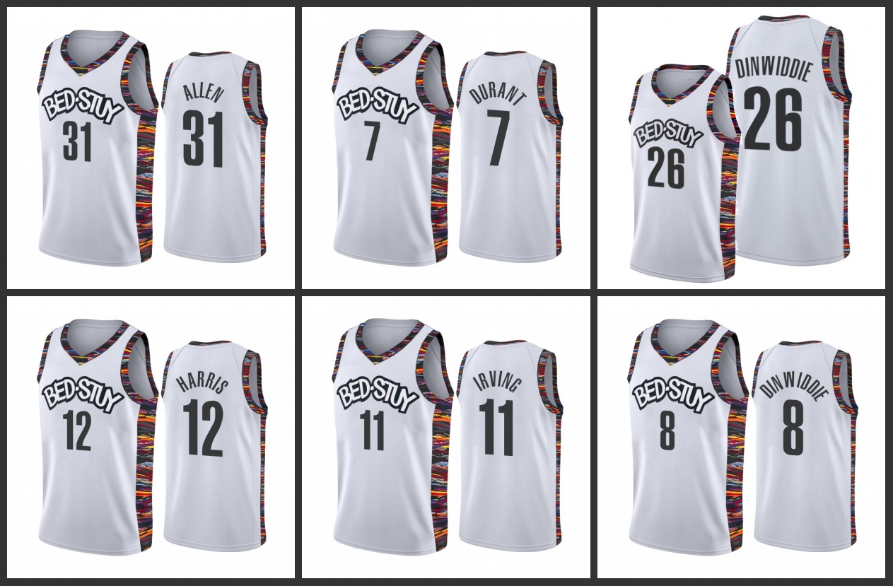 

Brooklyn Nets Jarrett Allen Joe Harris Kevin Durant Kyrie Irving Spencer Dinwiddie Spencer Dinwiddie Men 2019-20 City Jersey, Black