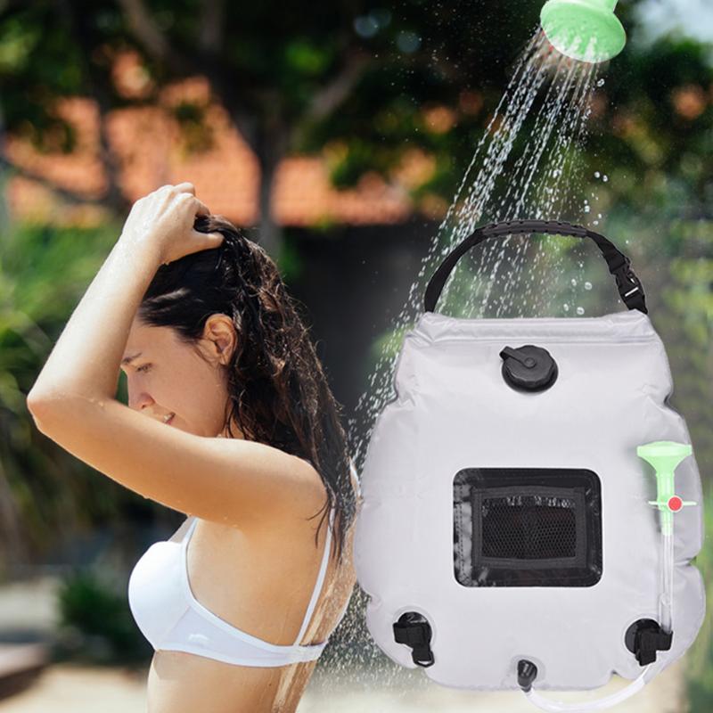

20L Outdoor Shower Bag Foldable Solar PVC Water Bag Camping Travel Hiking Climbing Picnic Water Storage, Grey
