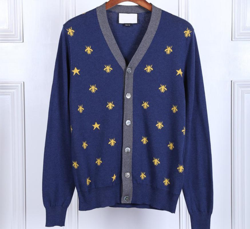 

Men's Sweaters Sweater Cardigan Men Male Casual Slim Bee Embroidery V Neck 1, Blue