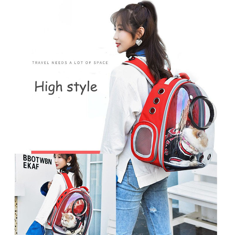 

Cat bag out portable pet bag transparent PET space bag breathable pet backpack double shoulder dog bag, cat Backpack
