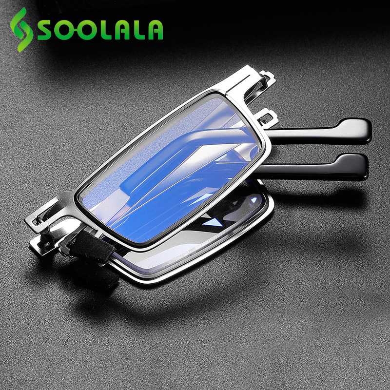 

SOOLALA Anti Blue Light Screwless Folding Reading Glasses Women Men Eyewear Alloy Presbyopic Reader Glasses +1.0 1.5 2.0 to 3.5