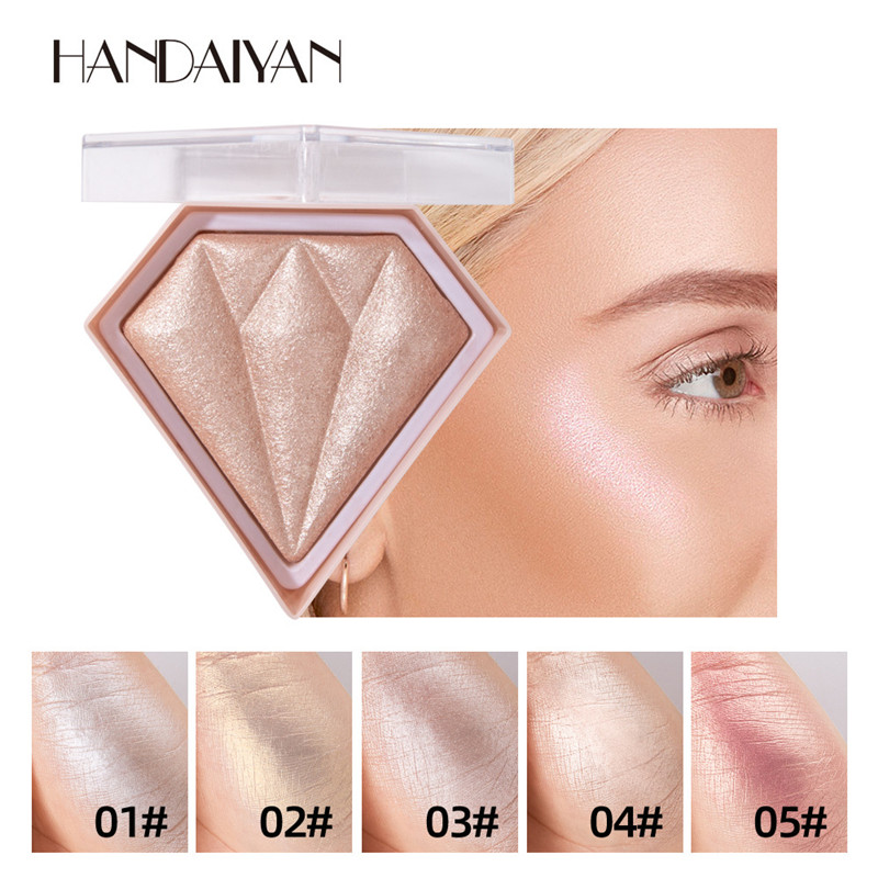 

DHL Handaiyan Face Diamond Crystal Highlighting Pressed Powder Compact Brightening Powder Shimmer Complexion Bronzers Highlighters 5 Color, Mixed color