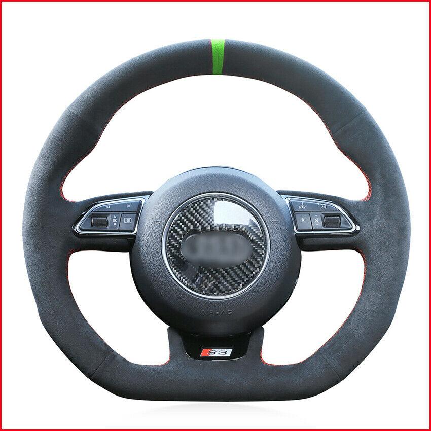 Custom Made Anti Slip Black Suede DIY Car Steering Wheel Cover for Audi S1 8X S3 8V Sportback S4 B8