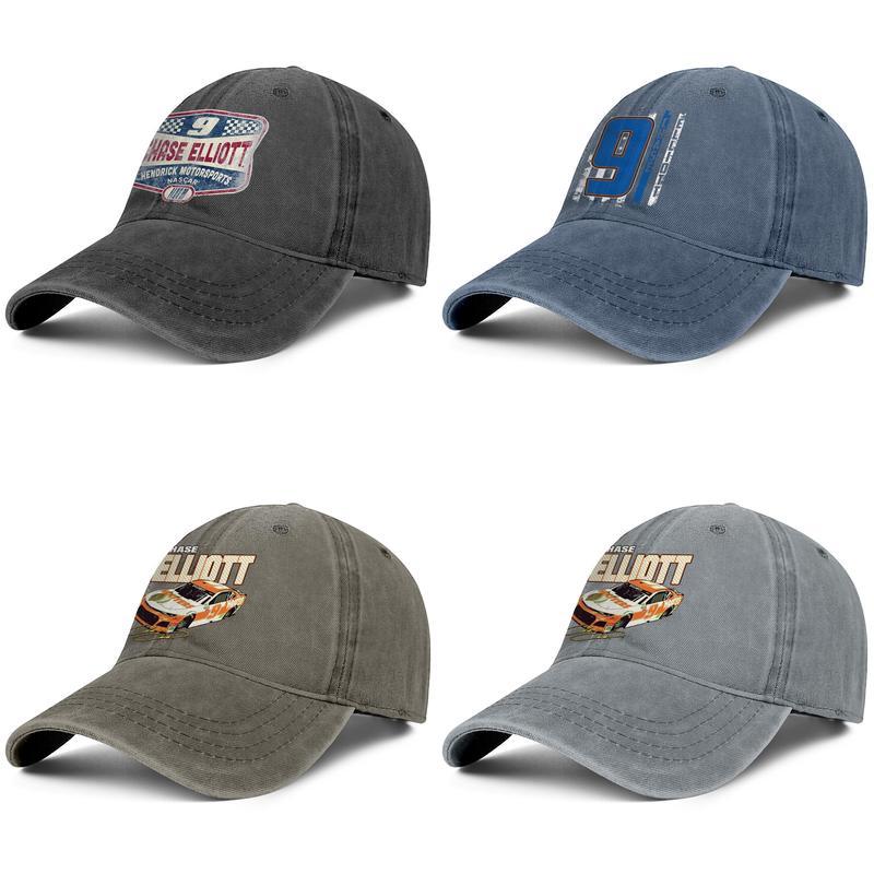 

Stylish #9 NASCAR Chase Elliott Unisex Denim Baseball Cap Cool Trendy Hats 9 2019 Hooters Orange WinCraft Driver Patriotic USA 2-Spot, Blue;gray