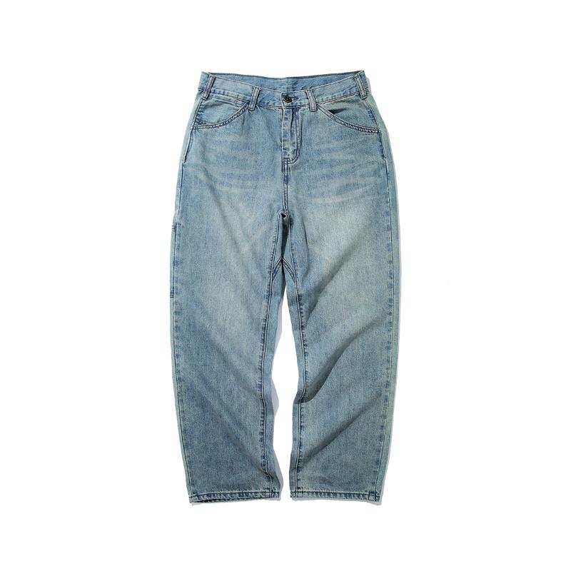 

Original Autumn New Japanese Style Denim Jeans Casual Loose Light Blue Jeans for Boys Long Overalls Plus Size Streetwear, Lightblue