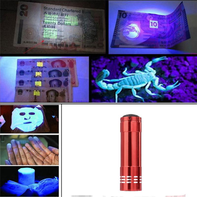 

Mini Aluminum UV Ultra Violet 9 LED Blacklight Torch Light Lamp