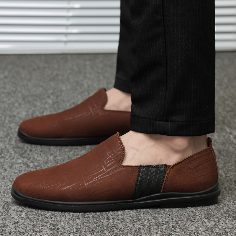 

Men's shoes autumn moccasins peas shoes men's soft bottom flat casual leather business leather trendy, Black