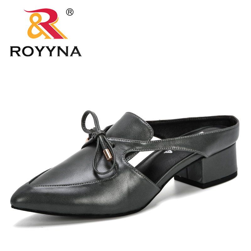 

ROYYNA 2020 New Popular Slippers Women Fashion Pointed Toe Mules Shoes Lady Slides Summer Beach Flip Flop Outside Slip On Shoes, Black