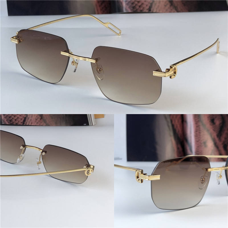 

Best selling wholesale sunglasses 0113 ultralight irregular frameless retro avant-garde design uv400 light colored lenses decorative eyewear