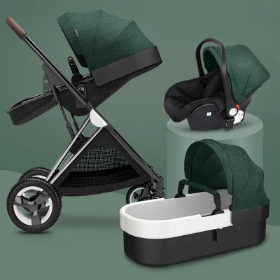 

High landscape 3 in 1 baby stroller can sit reclining folding ultra-light baby newborn child four-wheel stroller