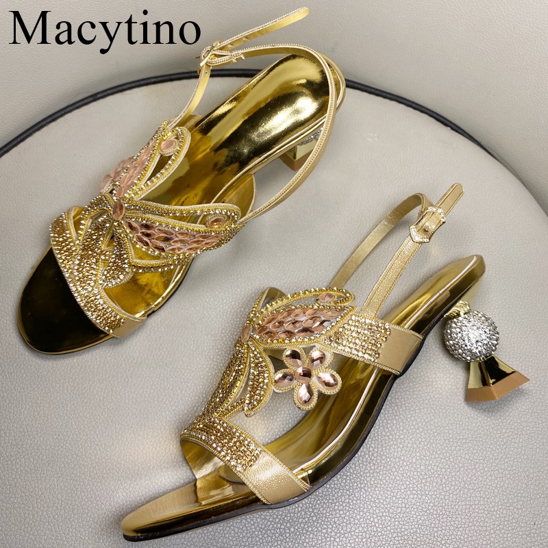 

Luxury New Women Sandal Summer Women Gladiator Bling Heel Sandal Silver Crystal Ball Heel Pumps Sandals Plus Size 41 42 43, Pic style
