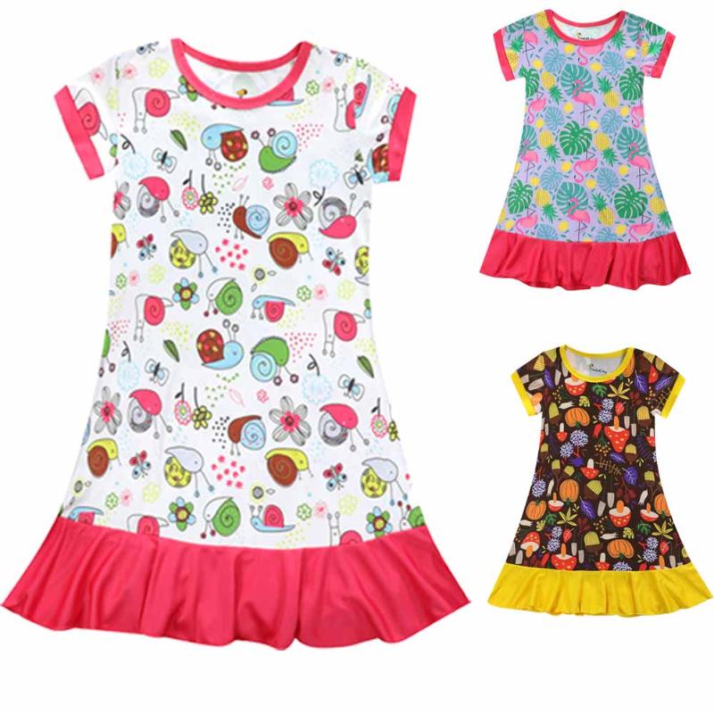 

Summer New Baby Girls Princess Dress Kids Cotton Pattern Snail Octopus Animal Printing Dresses Girls Summer Clothes, Dc01