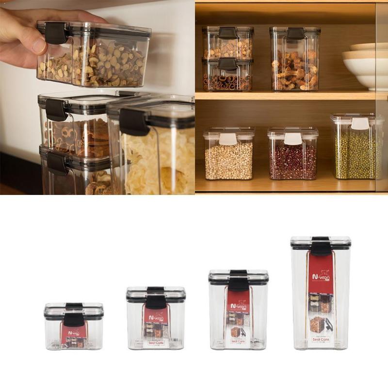 

Clear Storage Container Plastic Kitchen Refrigerator Noodle Box Transparent Storage Sealed Tank 4 Multigrain Size L5Z5