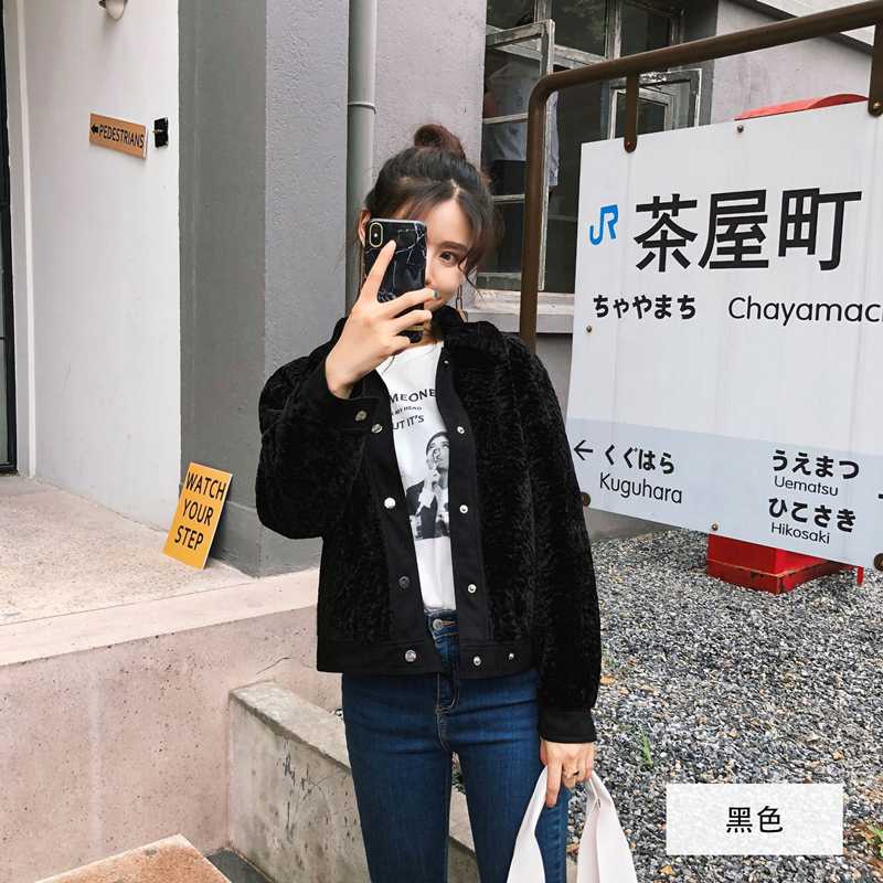 

2020 new fur coat pure color lamb hair short simple and fashionable grain wool sheep shearing thick warm coat women' wool, Black