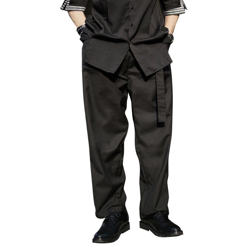 

Men's Leisure Western-style Male Trousers Suit Casual Pants Men Formal Fashion Business Design Suit Pants Waistbelt, Black