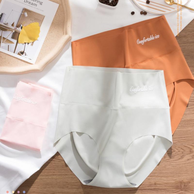 

2020 Sexy Women Panties Ice Silk Briefs Seamless Underwear High Waist Pants Comfort Lingerie Female Underpants Intimates #F, Black