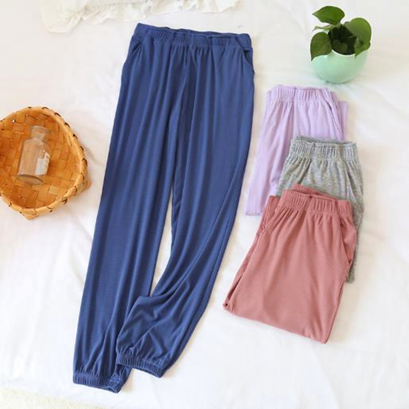 

Comfortable lounge wear beam feet pant autumn winter cotton home pants new women's bottoms pajamas pant loose modal sleep, Bean red