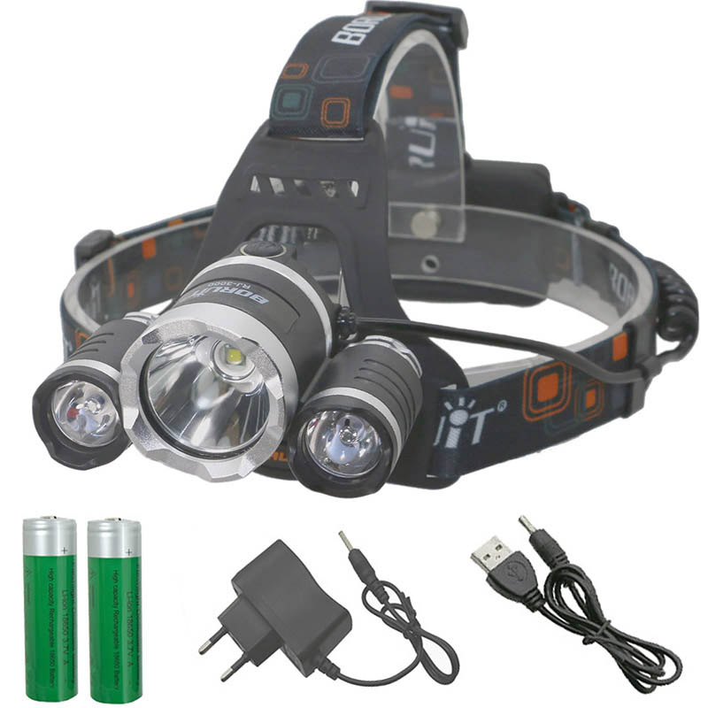

LED lamp Headlamp Original 18650 Rechargeable Headlight Waterproof XML T6 2R 6000lm LED with 3.7v battery AC charger