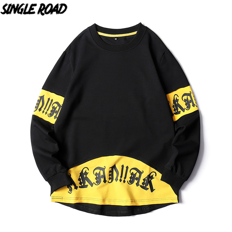 

SingleRoad Mens Crewneck Sweatshirt Men 2020 Autumn Oversized Patchwork Harajuku Japanese Streetwear Hoodie Sweatshirts Men, Black hoodies men