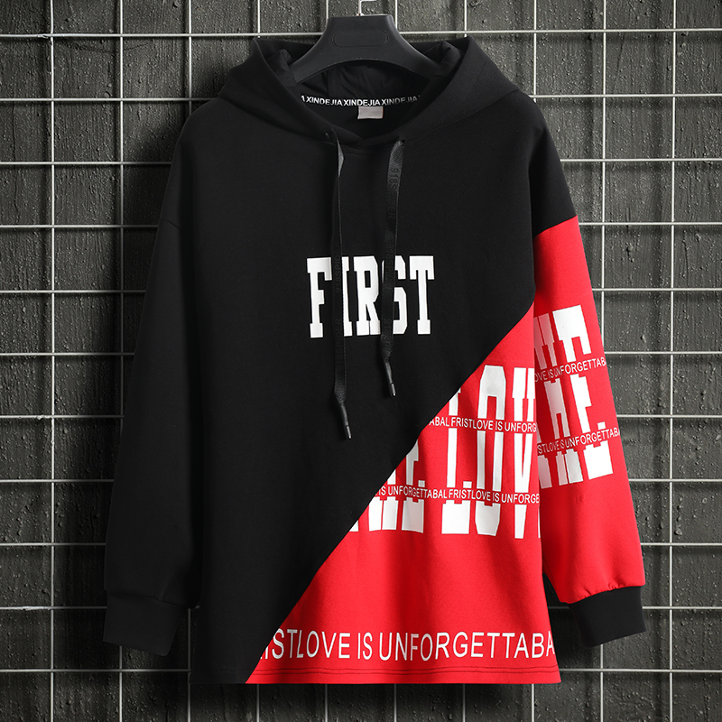 

2020 Autumn Spring Black Patchwork Hoodies Sweatshirt MEN' Sweatshirts Hiphop Punk Streetwear Casual Oversized Pullover hoodies