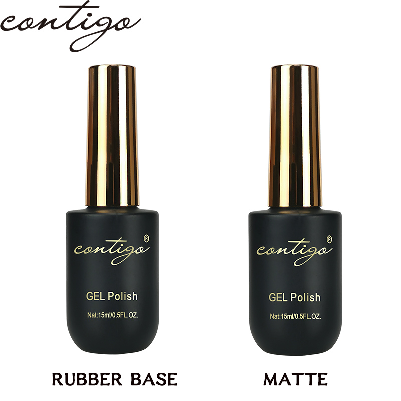 

CONTIGO 15ml Nail Base Coat Semi-permanent Hybrid Nail Polish Rubber Base and Top Coat Gel Varnish Manicure Matte Top Lacquer