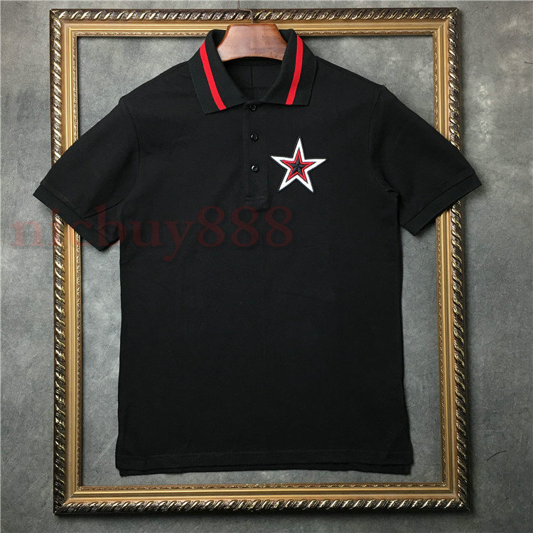 

20ss hot clothing Europe mens Embroidered Pentagram polo shirts top Quality fashion Men Women Designer t shirt Cotton Tee Tops, White;black