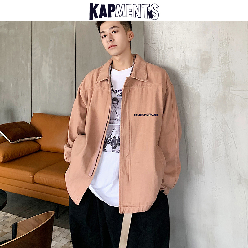 

KAPMENTS Men Streetwear Solid Cargo Jackets 2020 Harajuku Man Japan Style Coat Male Korean Fashion Hip Hop Oversize Windbreaker, Navy blue