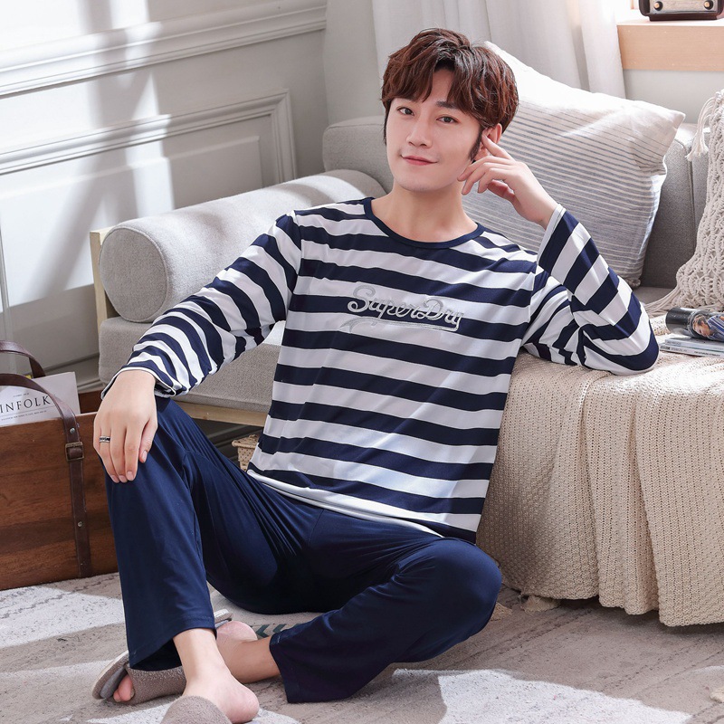 

Stripe pajamas men long sleeve pijama set for male plus size sleep clothing casual nightie sleepwear man pyjamas suit autumn