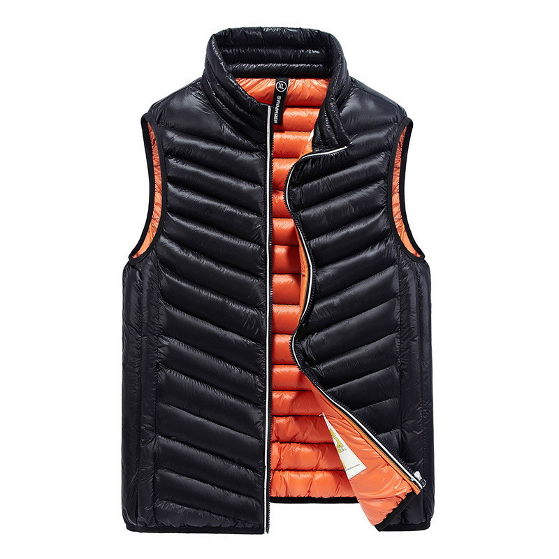 

Men' Sleeveless Vest Jackets Winter Fashion Male Cotton-Padded Vest Coats Men Stand Collar Warm Waistcoats Clothing 4XL, Black
