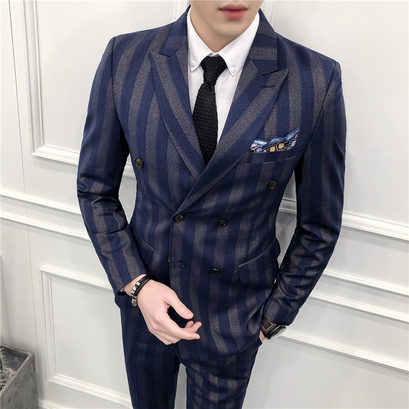 

Young three-piece suit best man suit men groom wedding dress, Blue