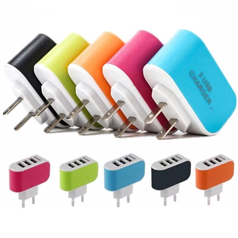 

3.1A 3 Usb ports Eu US AC Home wall charger travel adapter plug for samsung galaxy s8 s10 lg android phone pc