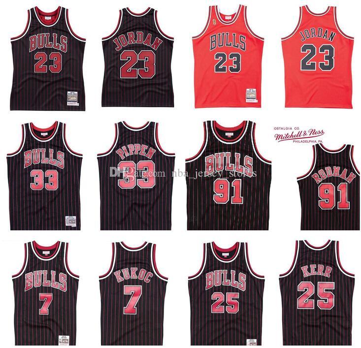 

Men Chicago Bulls 23 Michael Jordan nba 91 Rodman 33 Pippen 25 Kerr 7 Kukoc Mitchell & Ness 1995-96 Hardwoods Classics Authentic Jersey