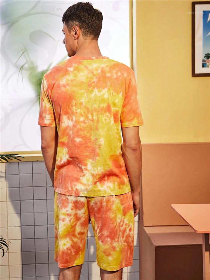 

Casual Mid Waist Shorts Homme Fashion Sport Suit Mens Summer Tracksuit Short Sleeve O-Neck Loose Tshirt