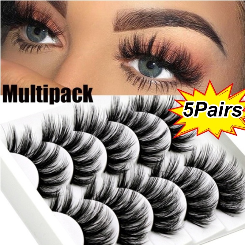 

5Pairs Soft Fluffy 3D Mink False Eyelashes Dramatic Long Wispies Lash Extension Natural Volume Beauty Handmade Eye Makeup